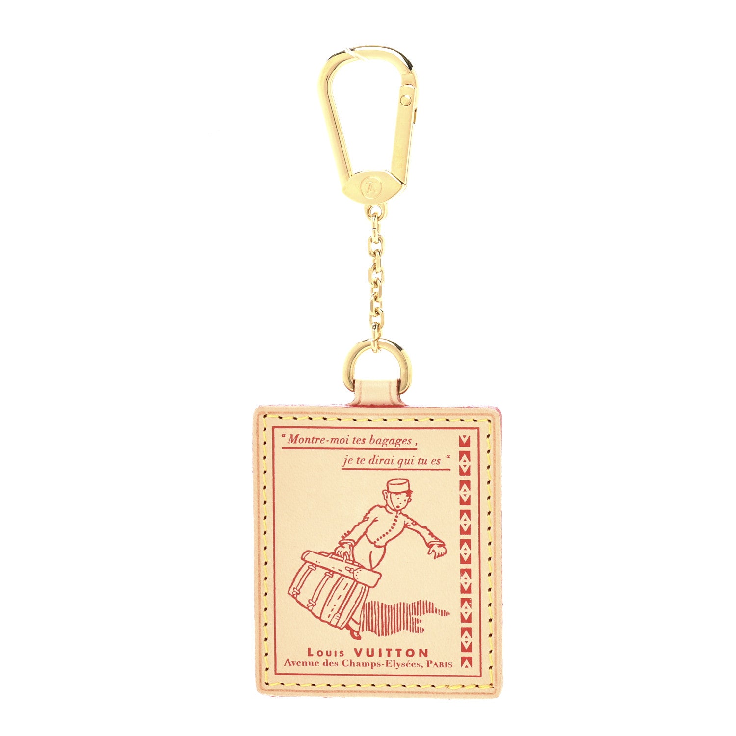 Louis Vuitton Vachetta Groom Key Ring Bag Charm Red 1 of 5