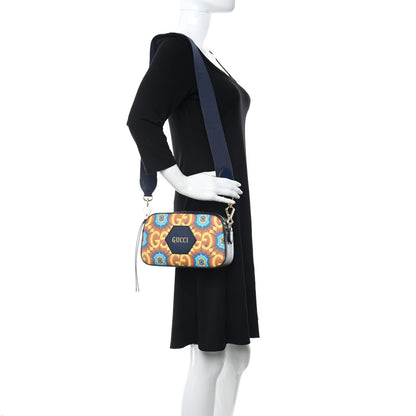 Gucci GG Supreme Kaleidoscope Calfskin Script Logo Gucci 100 Camera Bag Blue Orange Multicolor Blue Agata 2 of 8