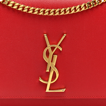 Saint Laurent Grain De Poudre Medium Monogram Kate Satchel Red 7 of 9