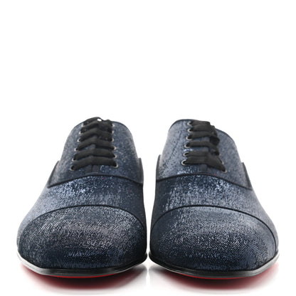 Christian Louboutin Glitter Mens Greggo Orlato Flat Oxfords 40.5 Marine 2 of 7