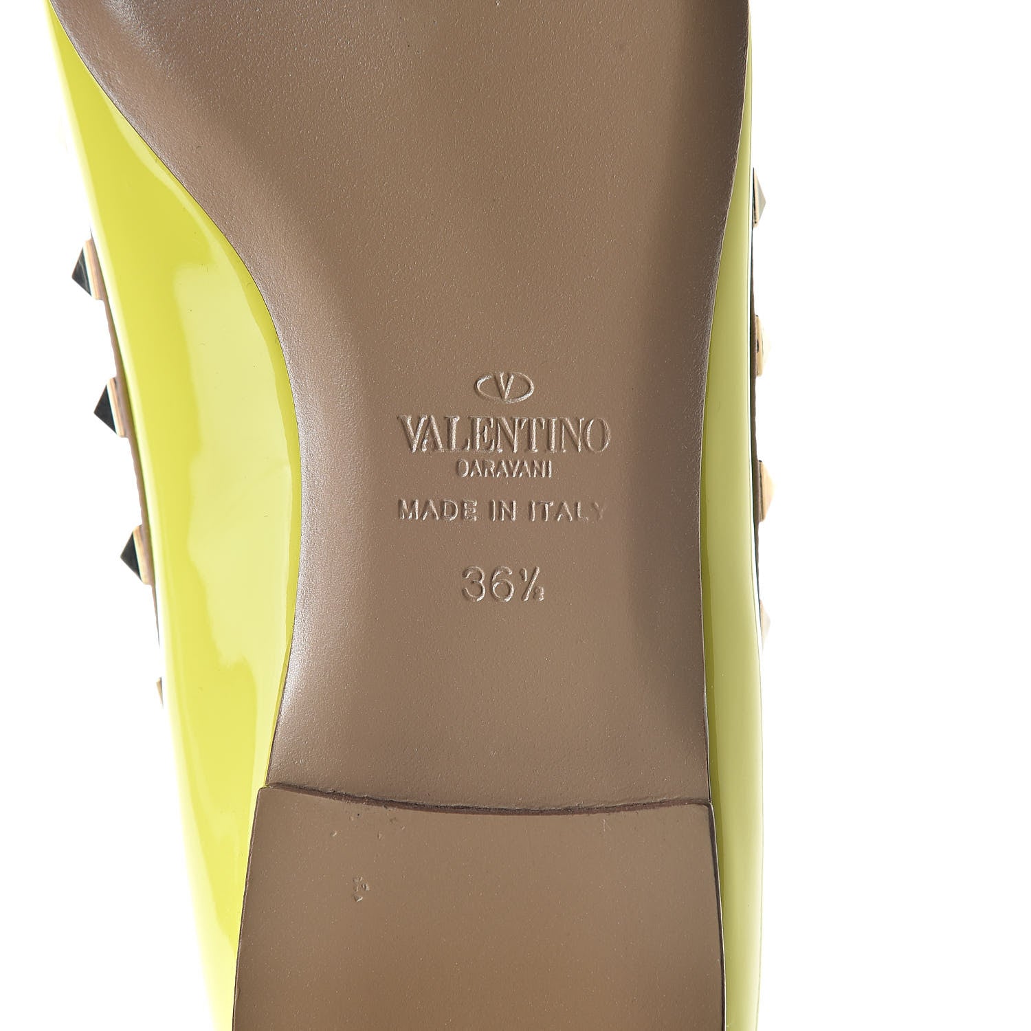 Valentino Garavani Patent Rockstud Ballerina Flats 36.5 Yellow Fluo Poudre 6 of 9