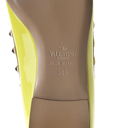 Valentino Garavani Patent Rockstud Ballerina Flats 36.5 Yellow Fluo Poudre 6 of 9