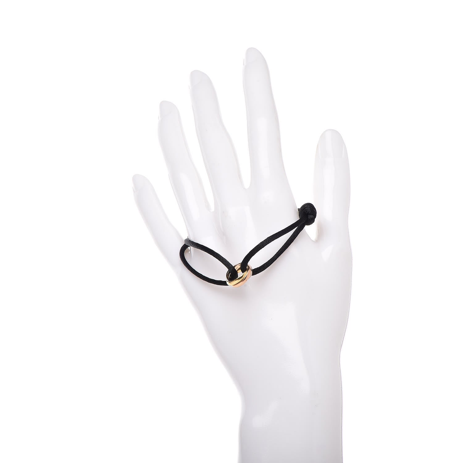 Cartier 18K Pink Yellow White Gold Trinity Adjustable Cord Bracelet Black 2 of 6