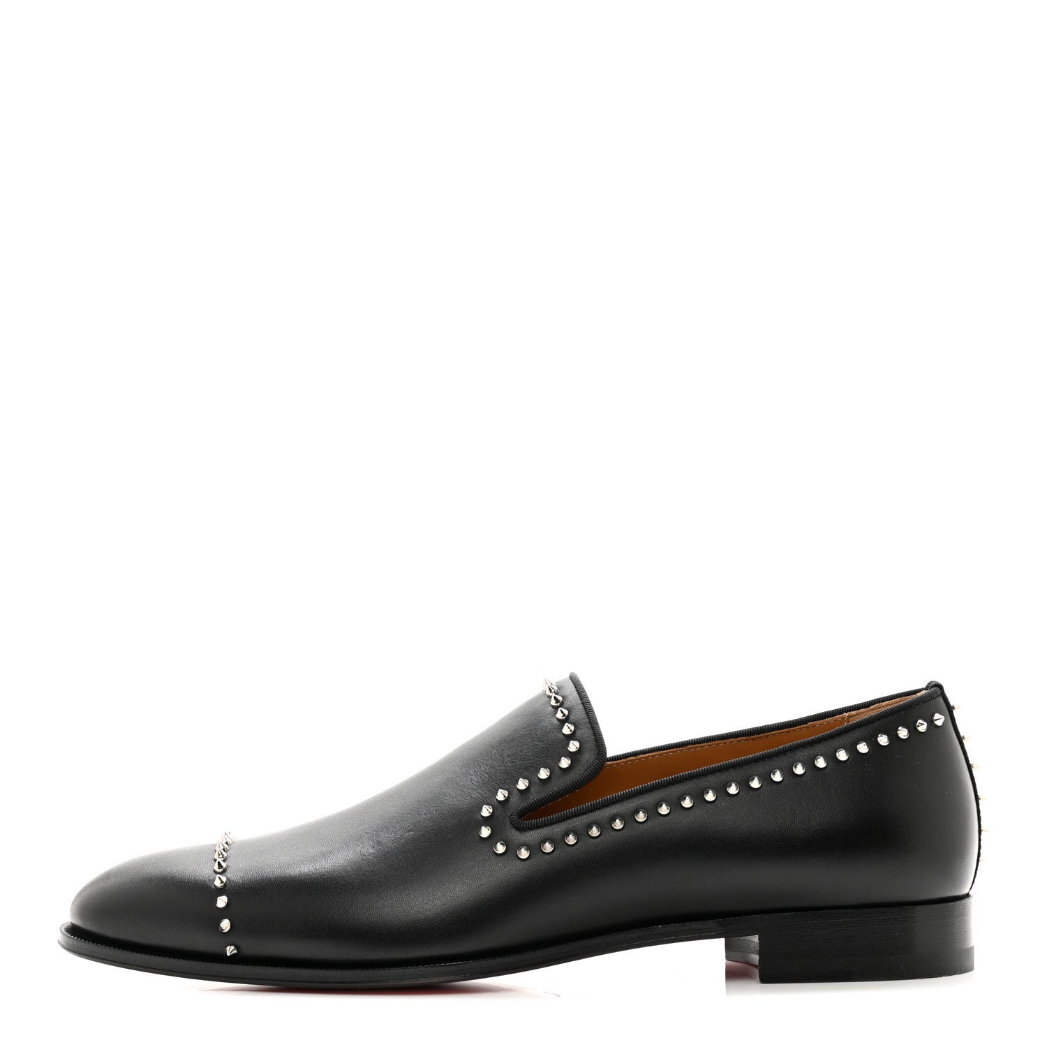 Christian Louboutin Calfskin Spike Mens Dandy Cloo Flat Loafers 43 Black Silver 1 of 8