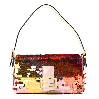Fendi Sequin Paillettes Vitello Laminato Striped Baguette 1997 Multicolor 1 of 11