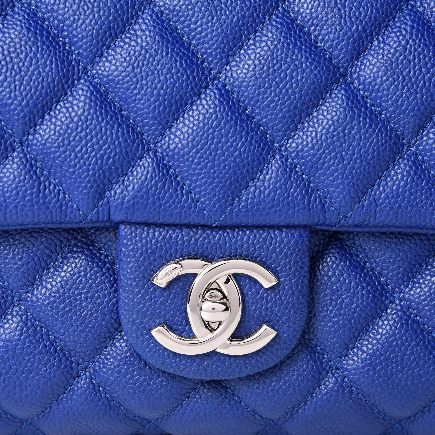 Chanel Caviar Quilted Jumbo Easy Flap Blue 8 of 10