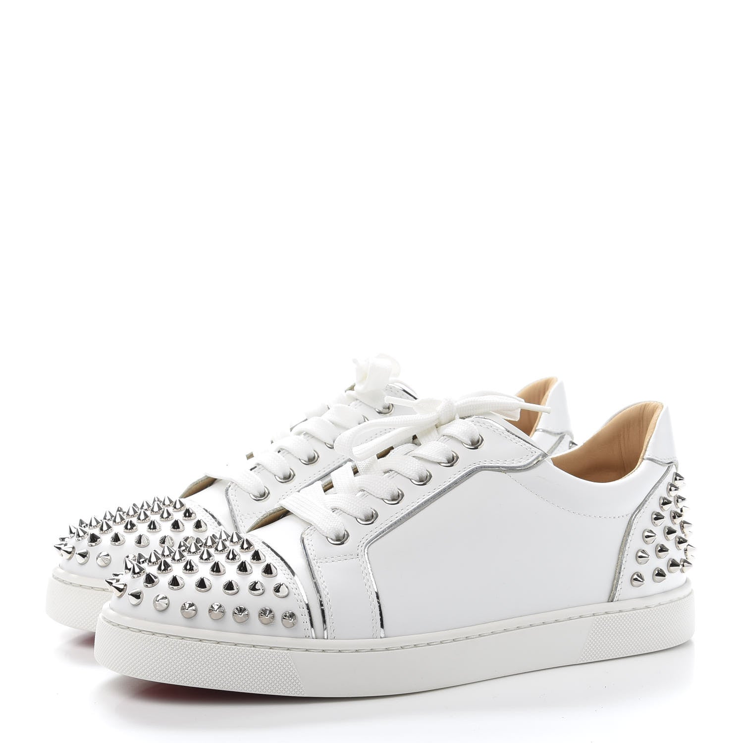Christian Louboutin Calfskin Spikes Womens Vieira 2 Flat Sneakers 39 White 3 of 10