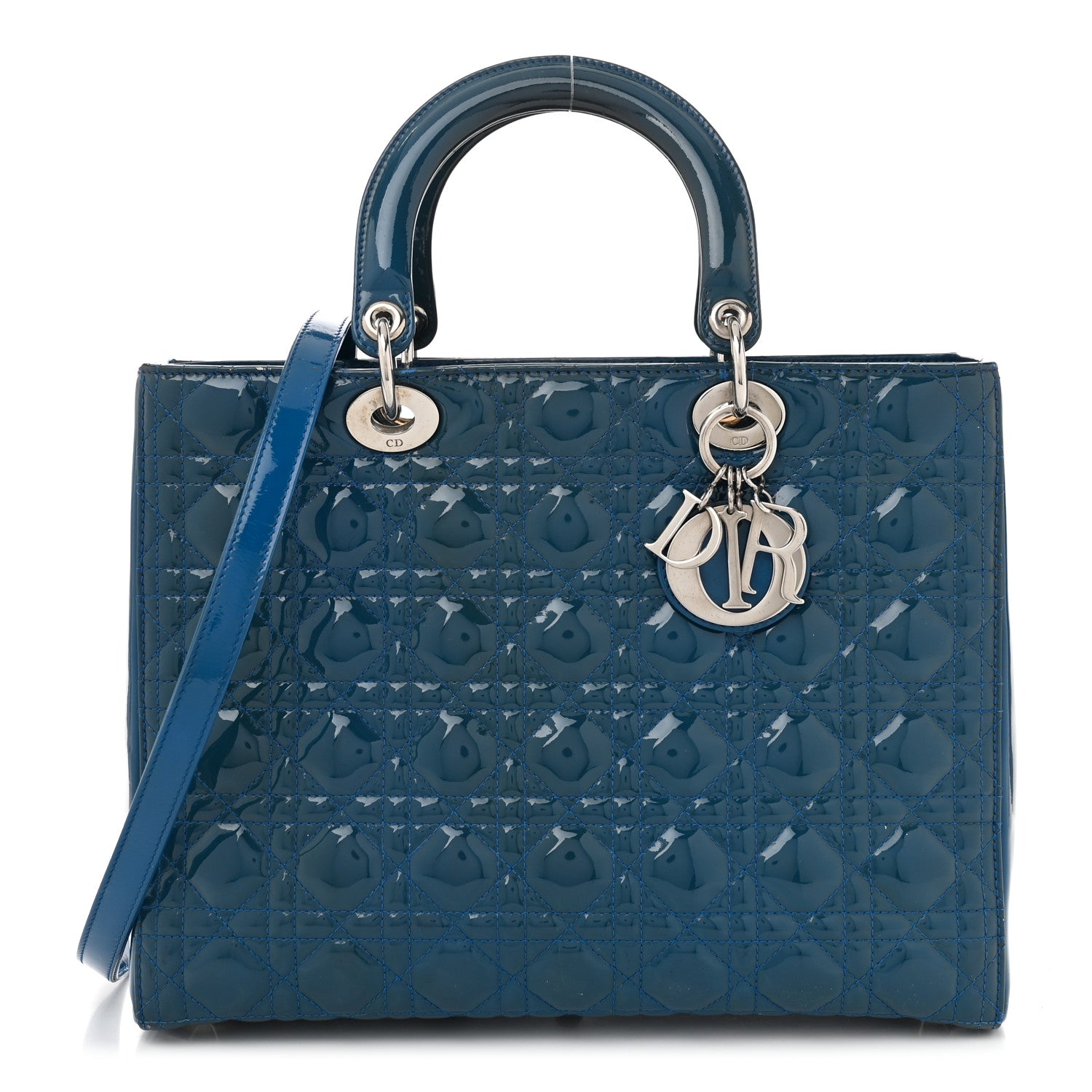 Christian Dior Patent Cannage Large Lady Dior Blue 1 of 14
