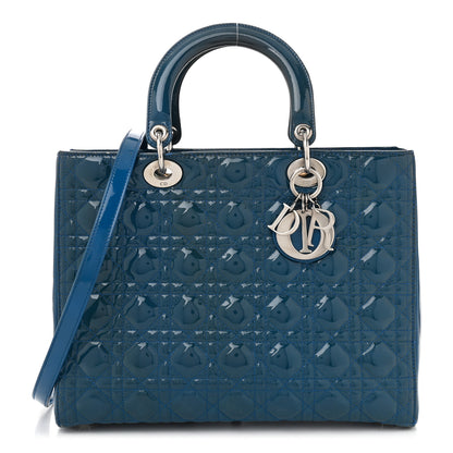 Christian Dior Patent Cannage Large Lady Dior Blue 1 of 14