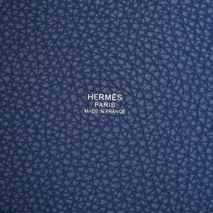 Hermes Taurillon Clemence Casaque Picotin Lock 22 MM Bleu Saphir Bleu Brighton 6 of 11