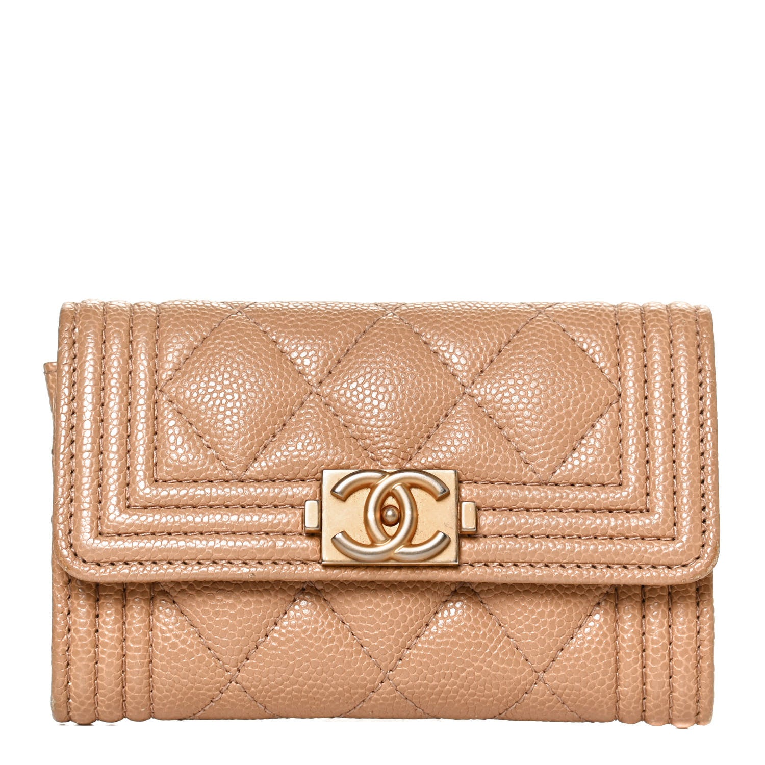 Chanel Caviar Quilted Boy Card Holder Wallet Beige Clair 1 of 9