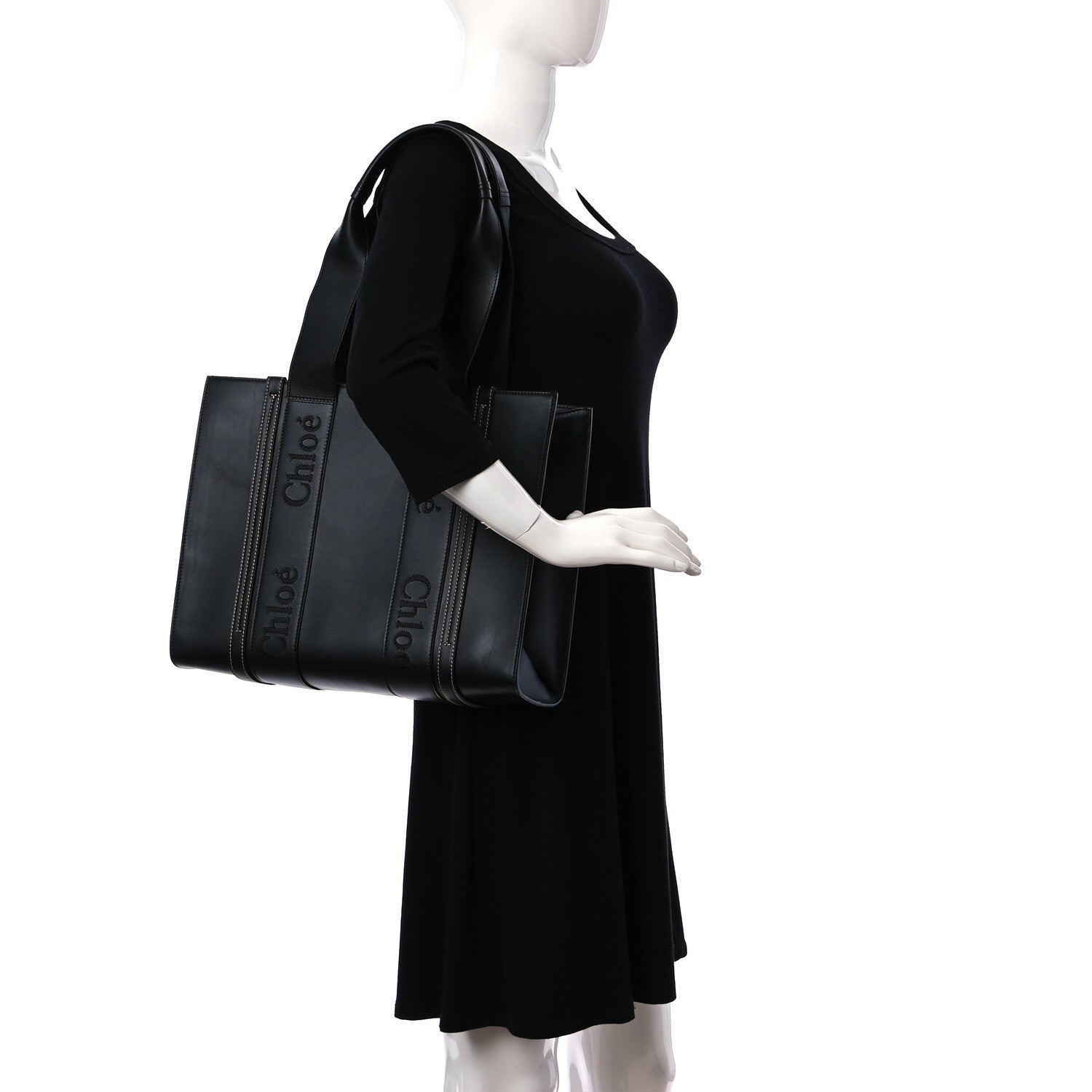 Chloe Calfskin Medium Woody Tote Black 2 of 12
