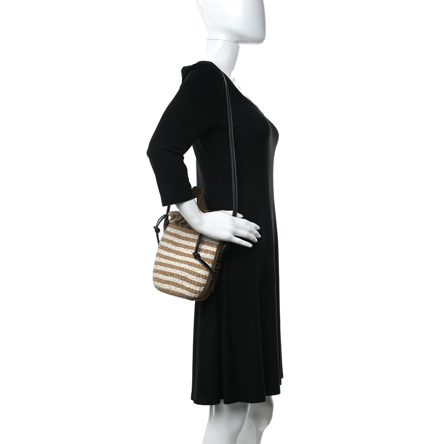 Chloe Raffia Calfskin Small Woody Striped Basket Bag Grove Brown 2 of 10