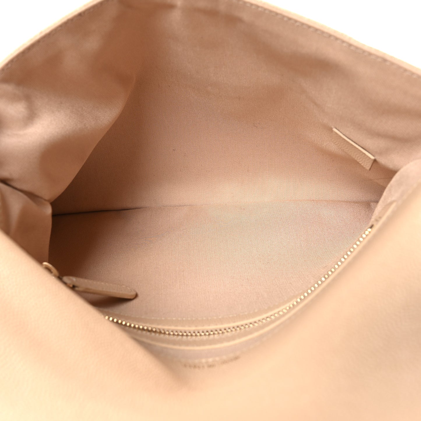 Caviar Quilted Medium Golden Class Pouch Beige