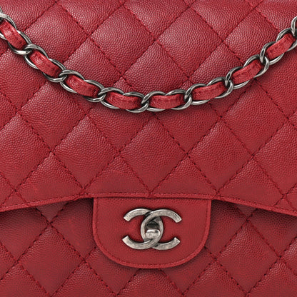 Chanel Caviar Quilted Jumbo Double Flap Dark Red 9 of 12