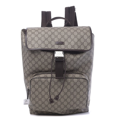 Gucci GG Supreme Monogram Medium Single Buckle Rucksack Backpack Beige Ebony Brown 1 of 9