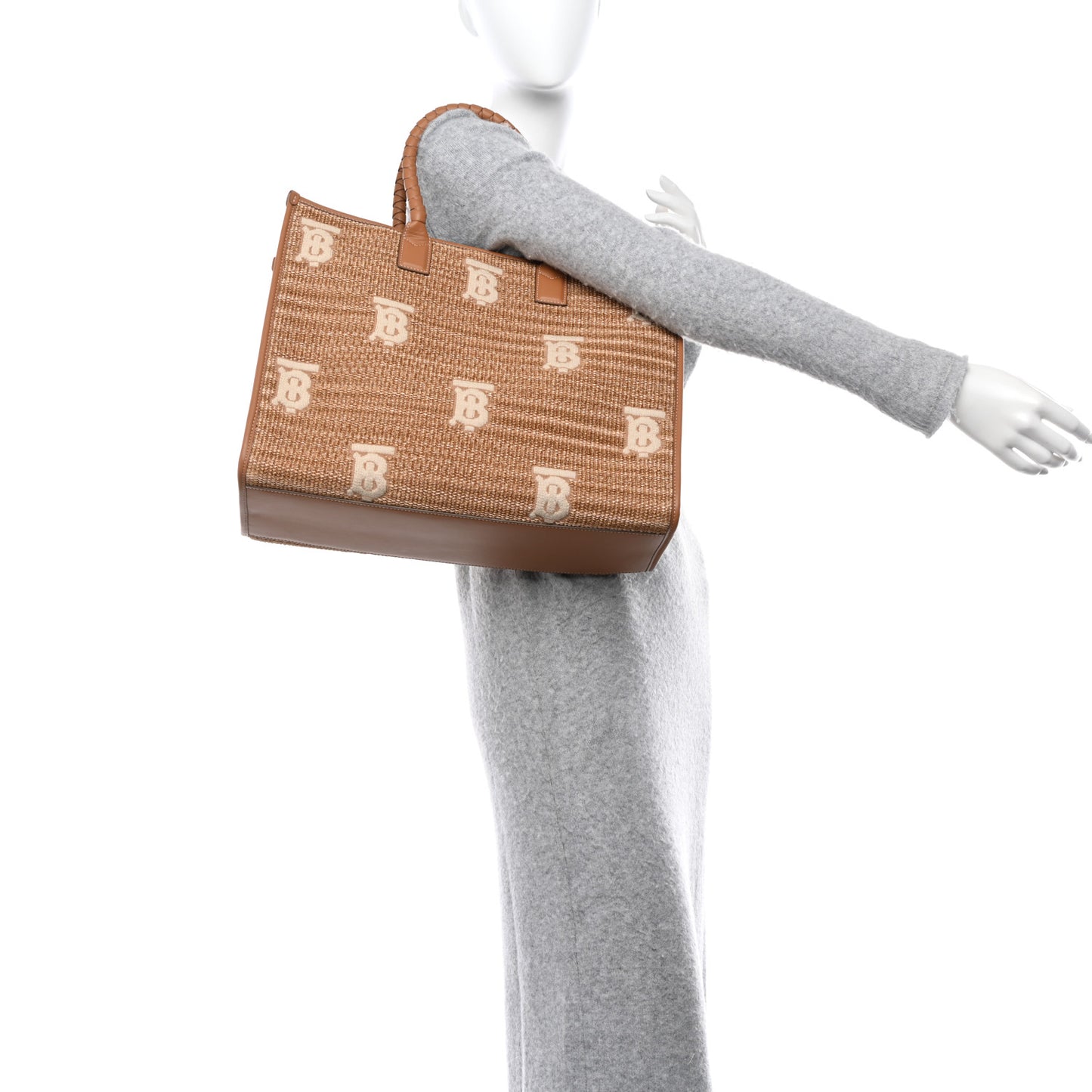Raffia Calfskin Medium Freya Tote Natural
