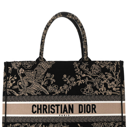 Christian Dior Canvas Embroidered Large Ornamental Cornely Book Tote Black Beige 8 of 10