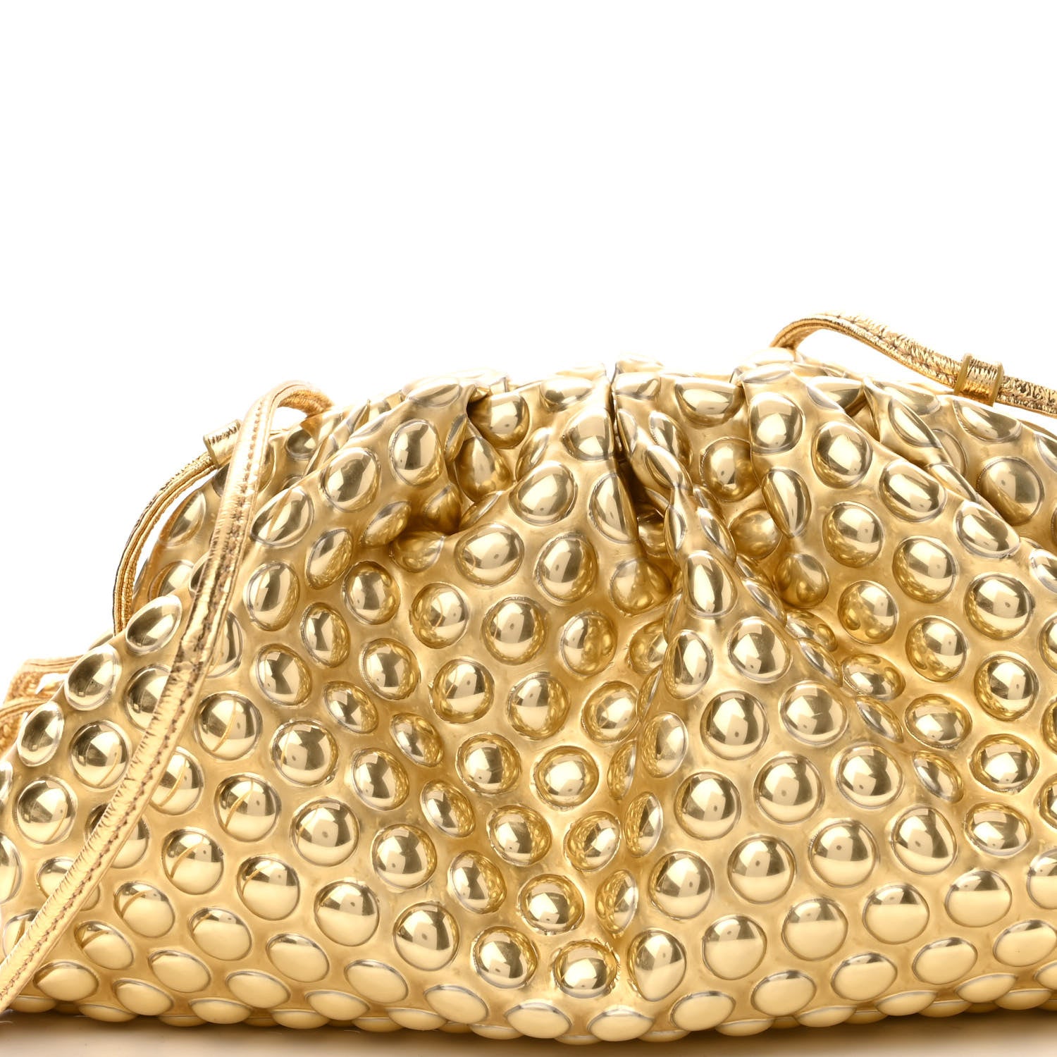 Bottega Veneta Metallic Fabric Bubble Wrap The Mini Pouch Gold 7 of 9
