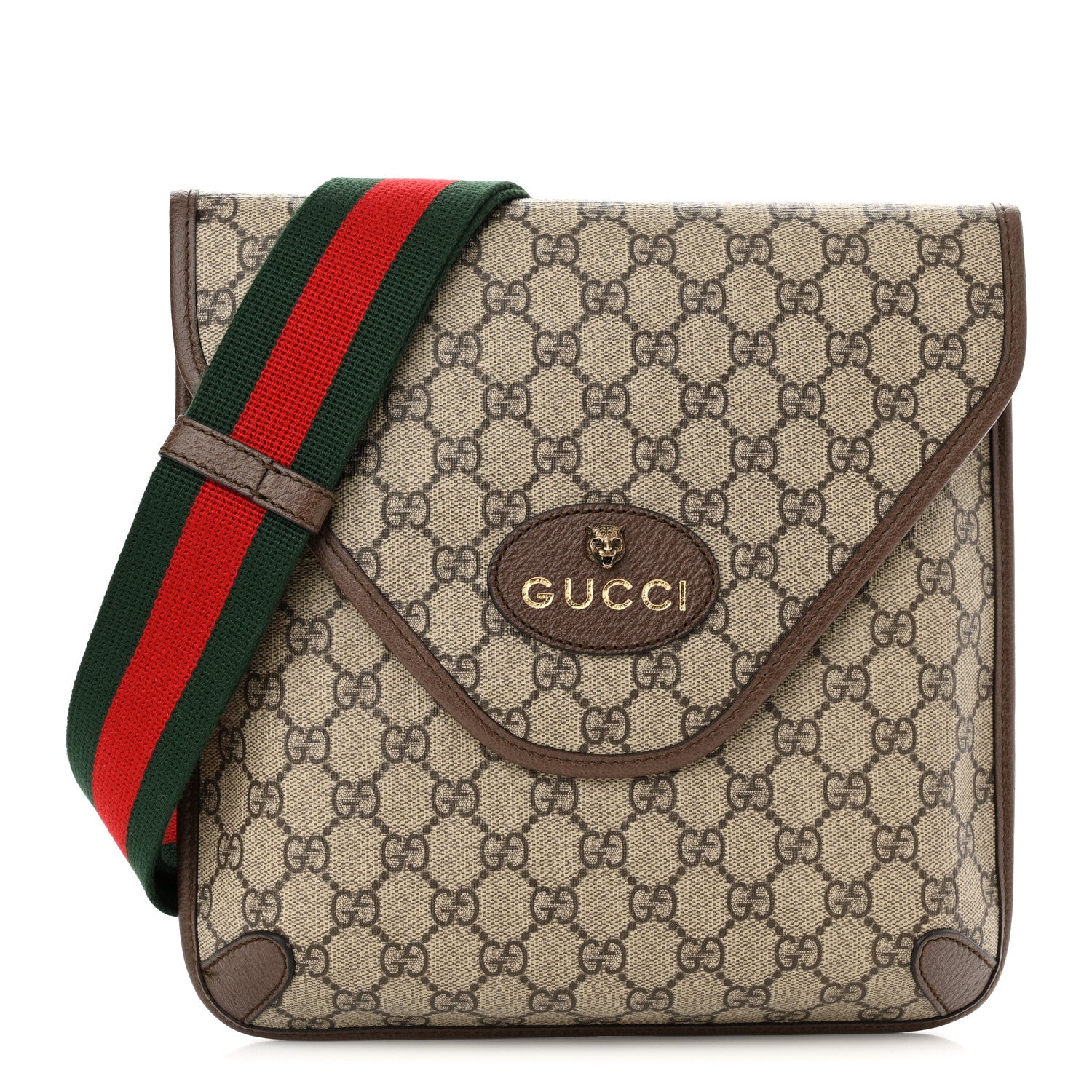 Gucci GG Supreme Monogram Web Medium Neo Vintage Flap Messenger Bag Beige New Acero 1 of 10