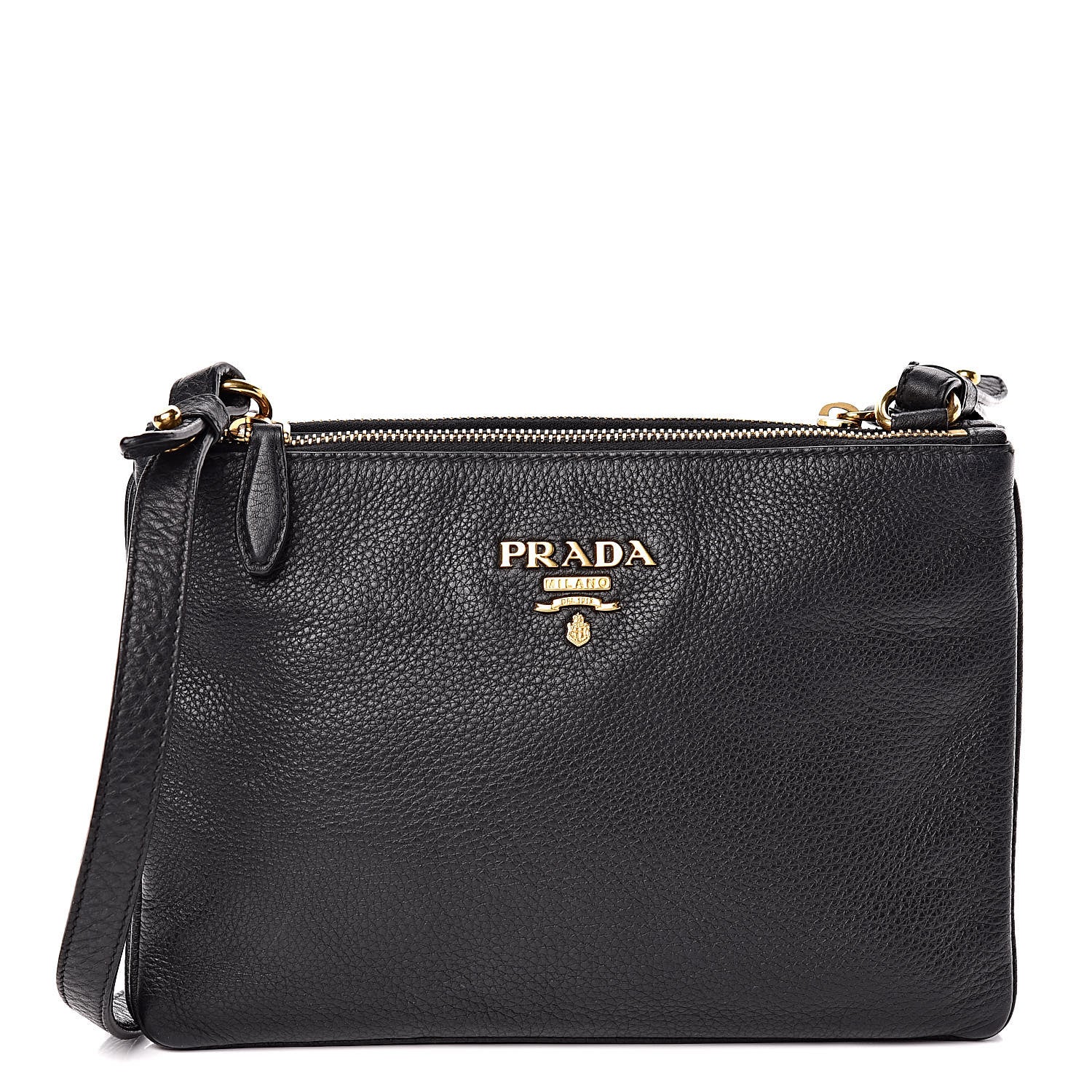 Prada Vitello Phenix Double Zip Crossbody Bag Black 1 of 10