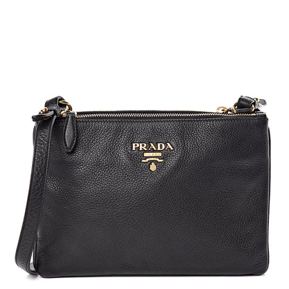 Prada Vitello Phenix Double Zip Crossbody Bag Black 1 of 10