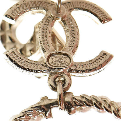 Chanel Crystal Pearl Charms CC Drop Earrings Gold 4 of 5