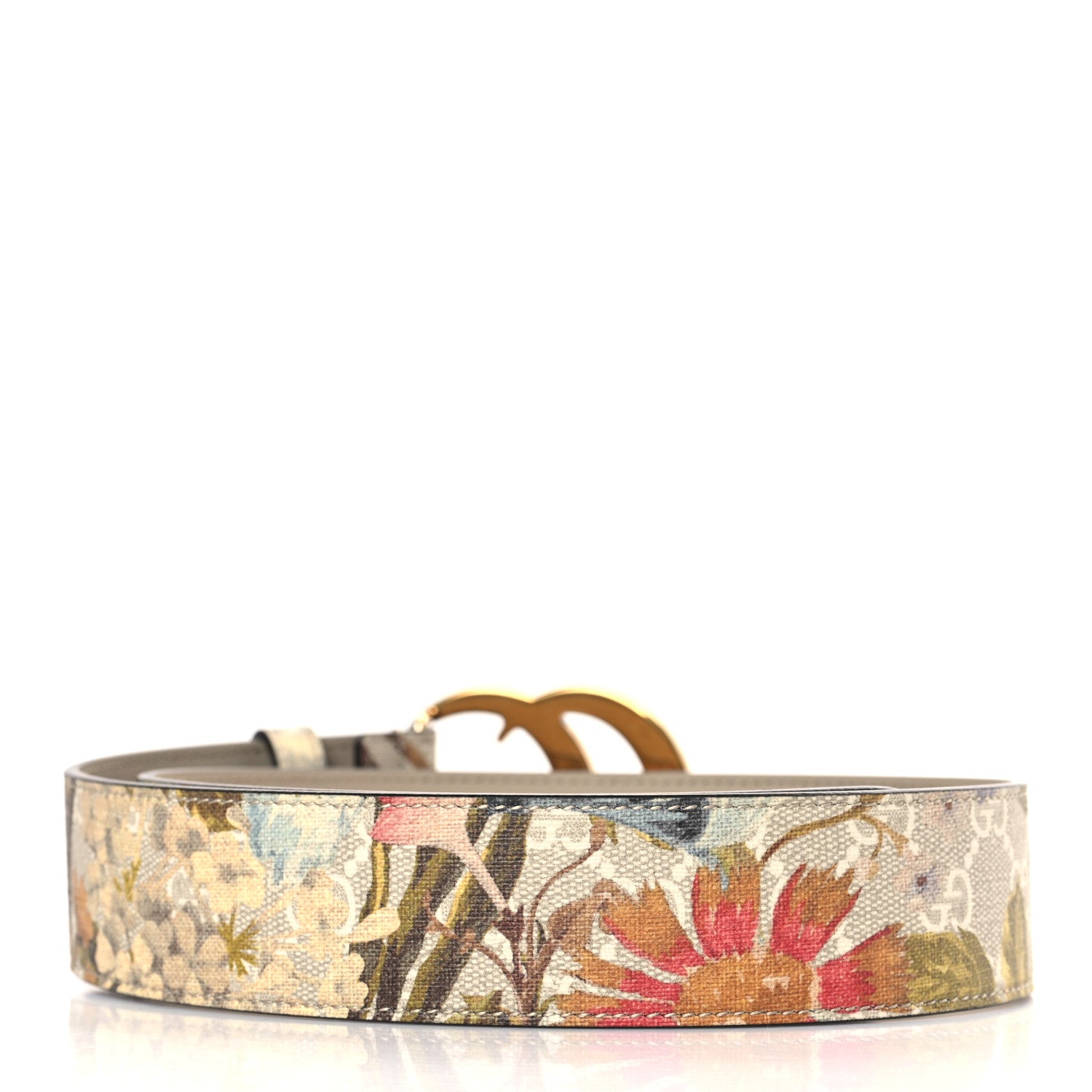 Gucci GG Supreme Monogram Water Flora Double G 40mm Belt 70 28 Beige White Multicolor 2 of 6