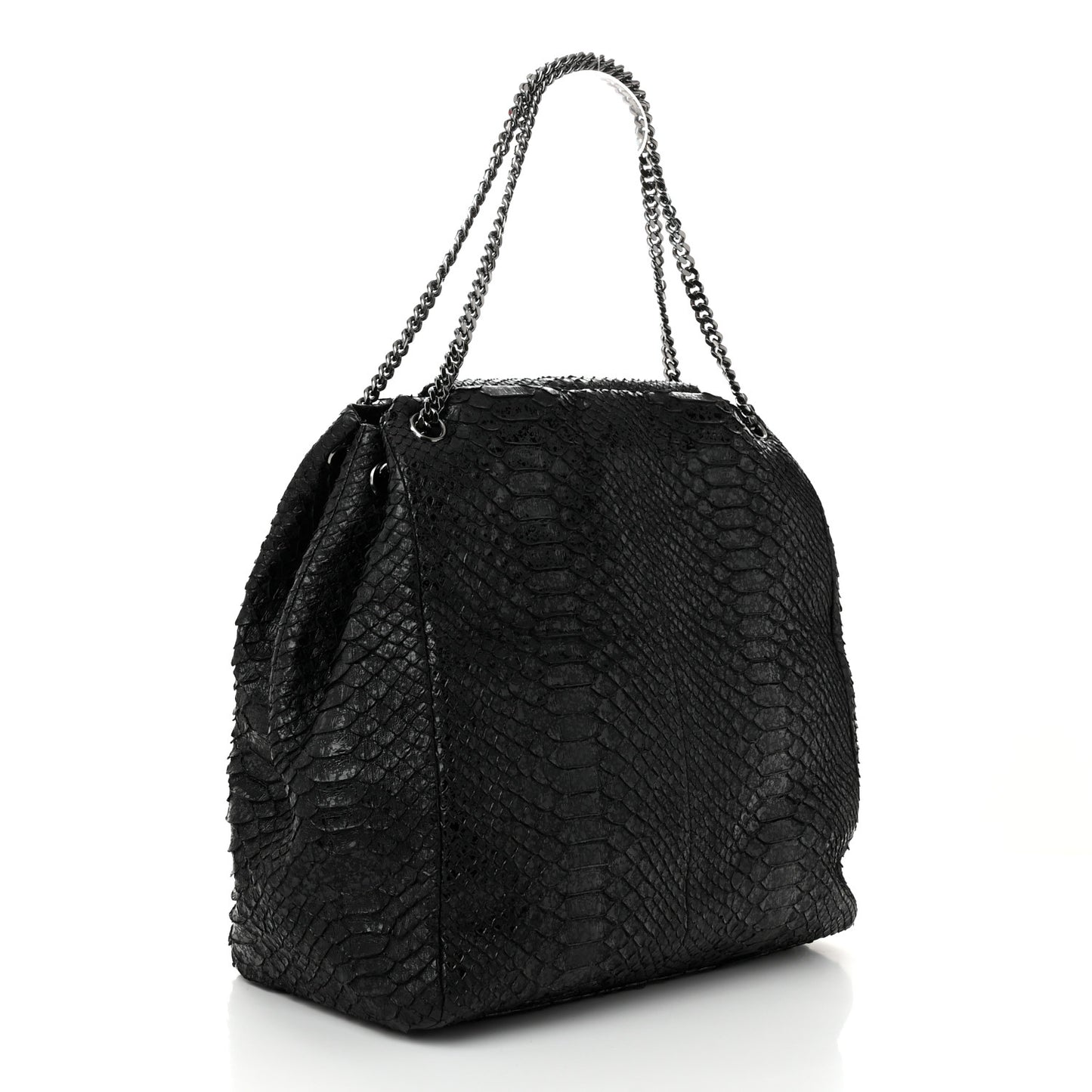 Snakeskin Accordion Tote Black