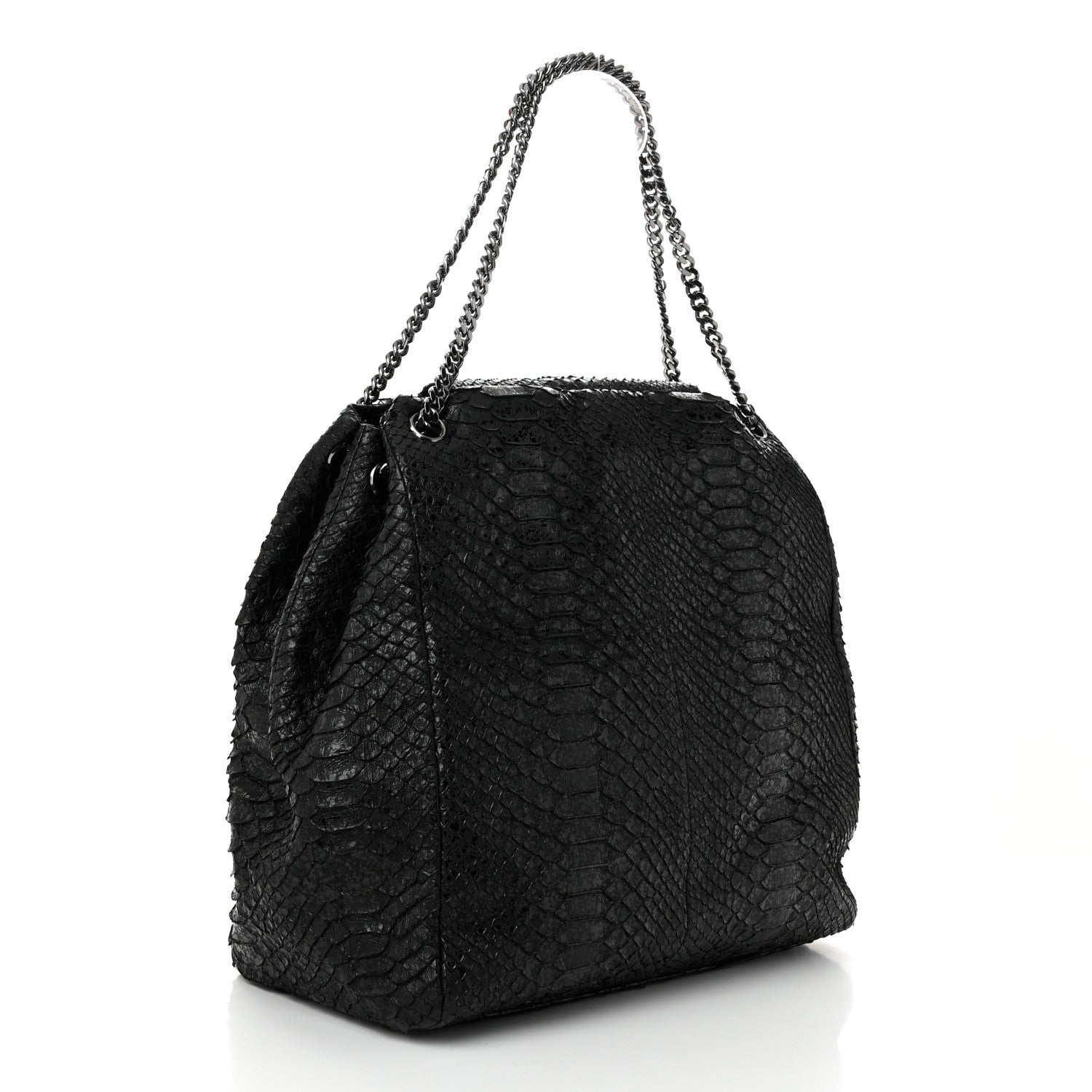 Chanel Snakeskin Accordion Tote Black 3 of 10