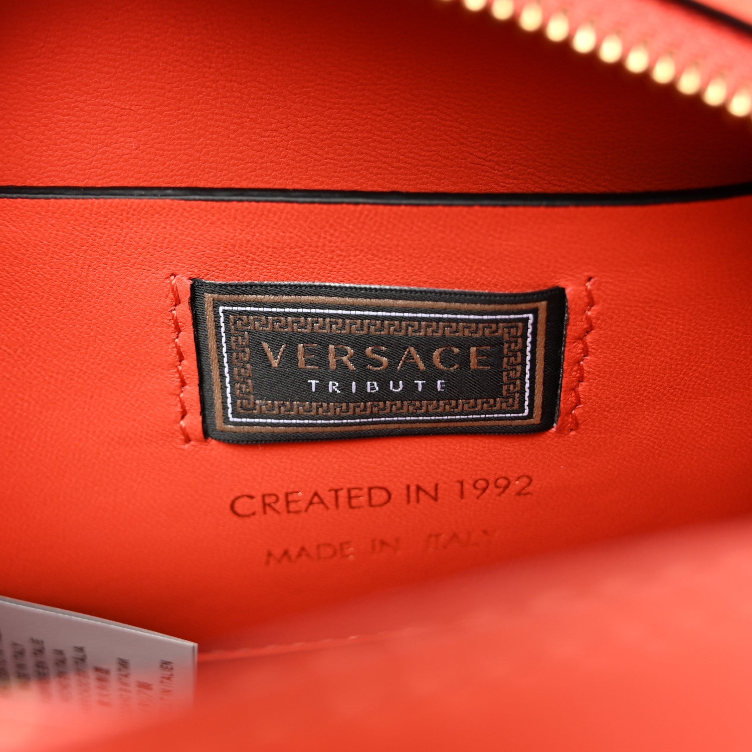 Versace Calfskin Small Medallion Tribute Bowling Bag Orange 5 of 9