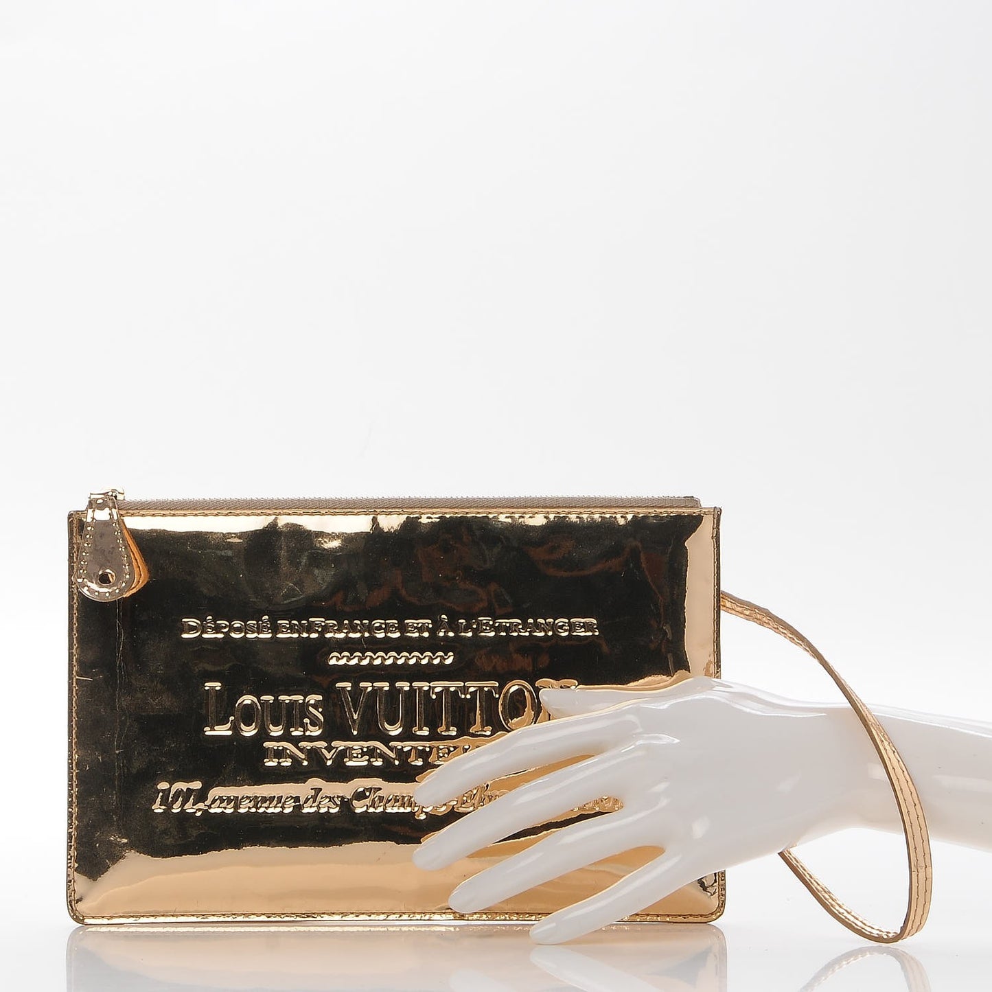 Monogram Miroir Inventeur Pochette Plat Dore Gold