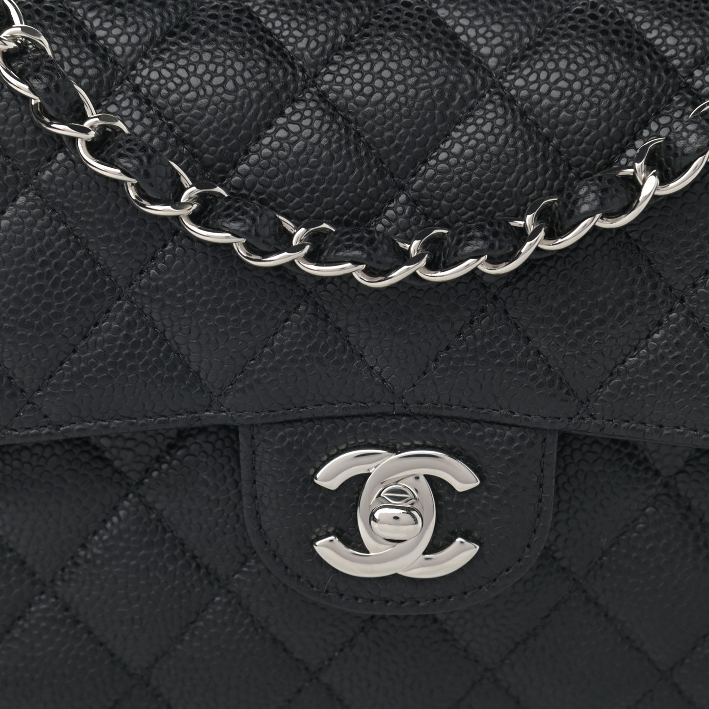Caviar Quilted Small Double Flap Black