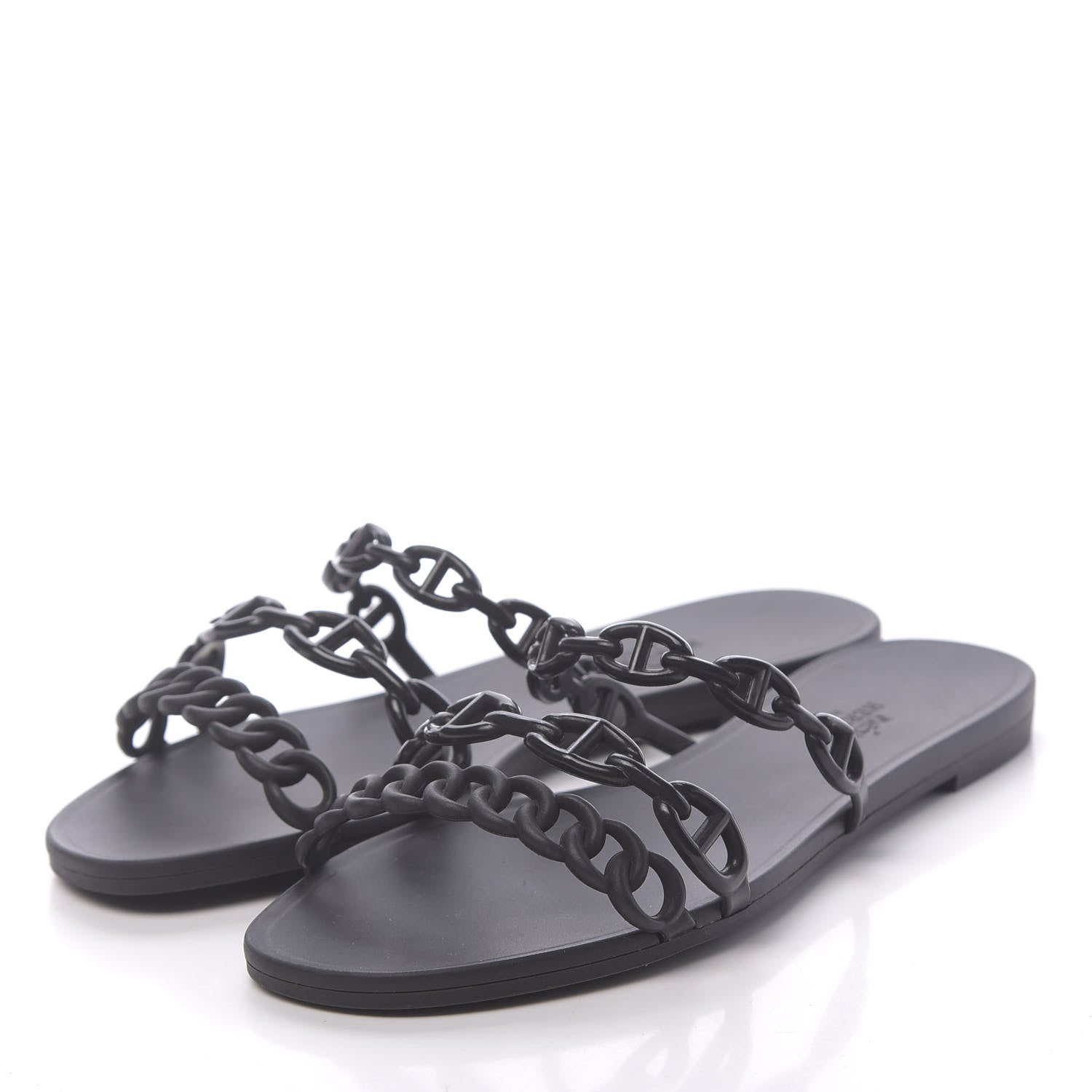 Hermes Rubber Chaine d'Ancre Rivage Sandals 37 Black 3 of 7