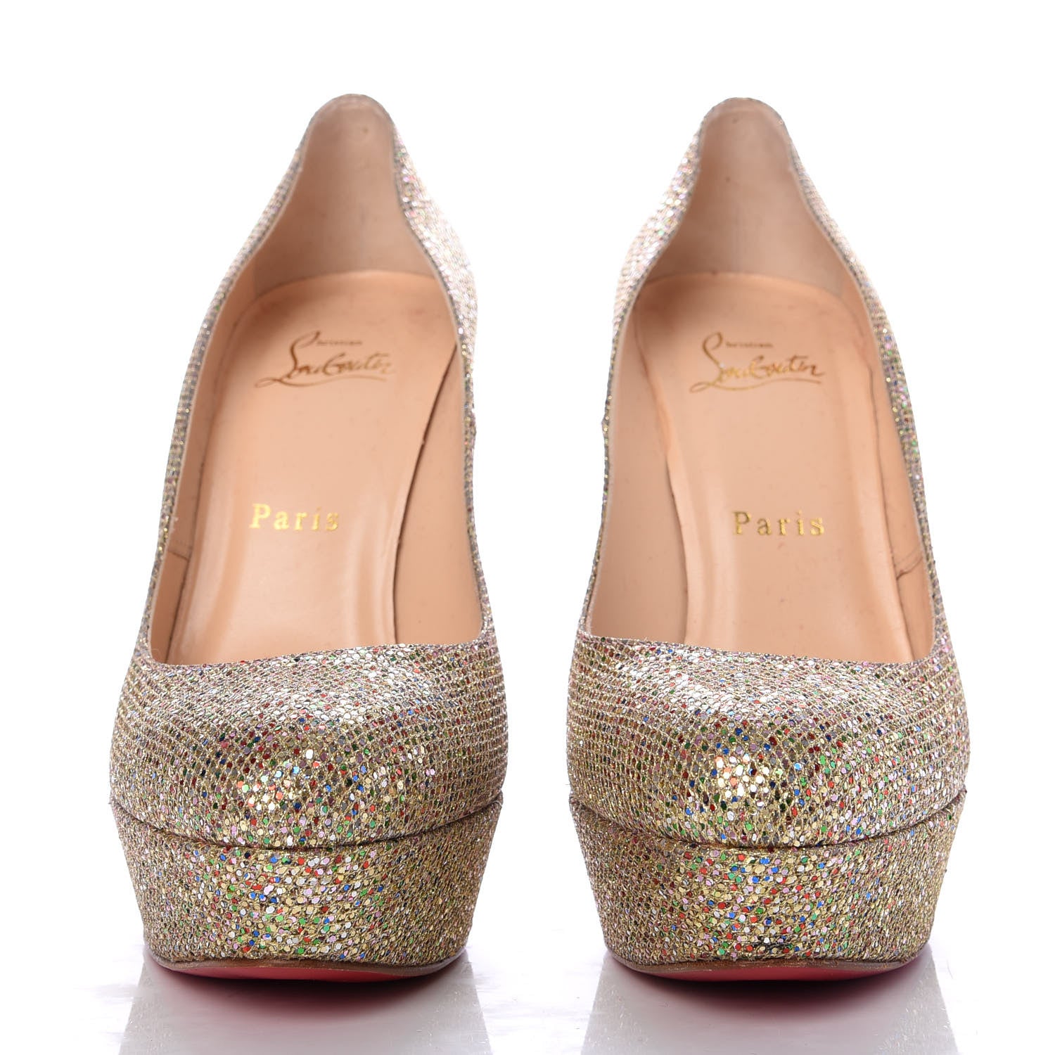 Christian Louboutin Glitter Bibi 140 Pumps 38 Gold 2 of 9