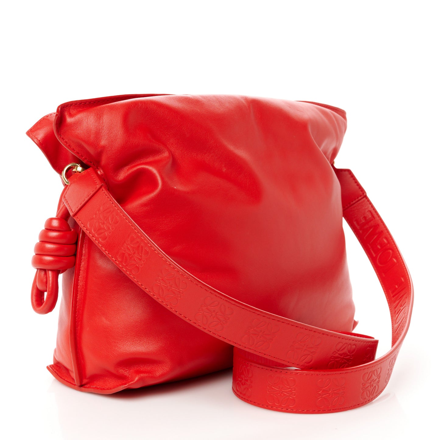 Calfskin Flamenco Puffer Knot Bag Red