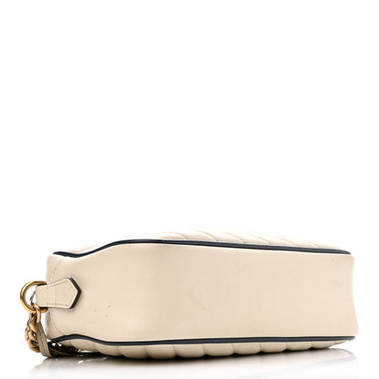 Gucci Vintage Effect Calfskin Matelasse Diagonal Small Torchon GG Marmont Chain Shoulder Bag Mystic White Blue Agata 4 of 20