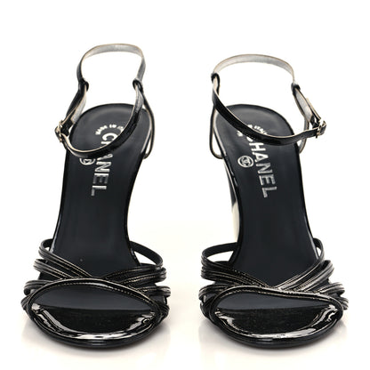 Chanel Patent CC Sandals 39 Black 2 of 8