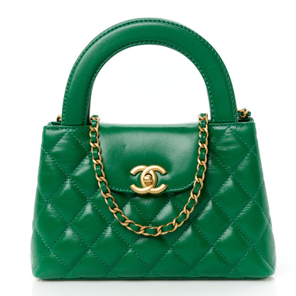 Chanel Shiny Aged Calfskin Quilted Nano Kelly Shopper Green 1 of 10