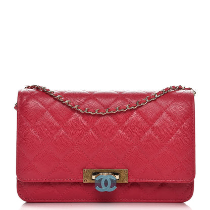 Chanel Caviar Quilted Golden Class Wallet On Chain WOC Fuchsia 1 of 9