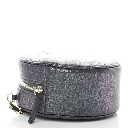 Chanel Iridescent Caviar Quilted Round Clutch With Chain Black 4 of 9