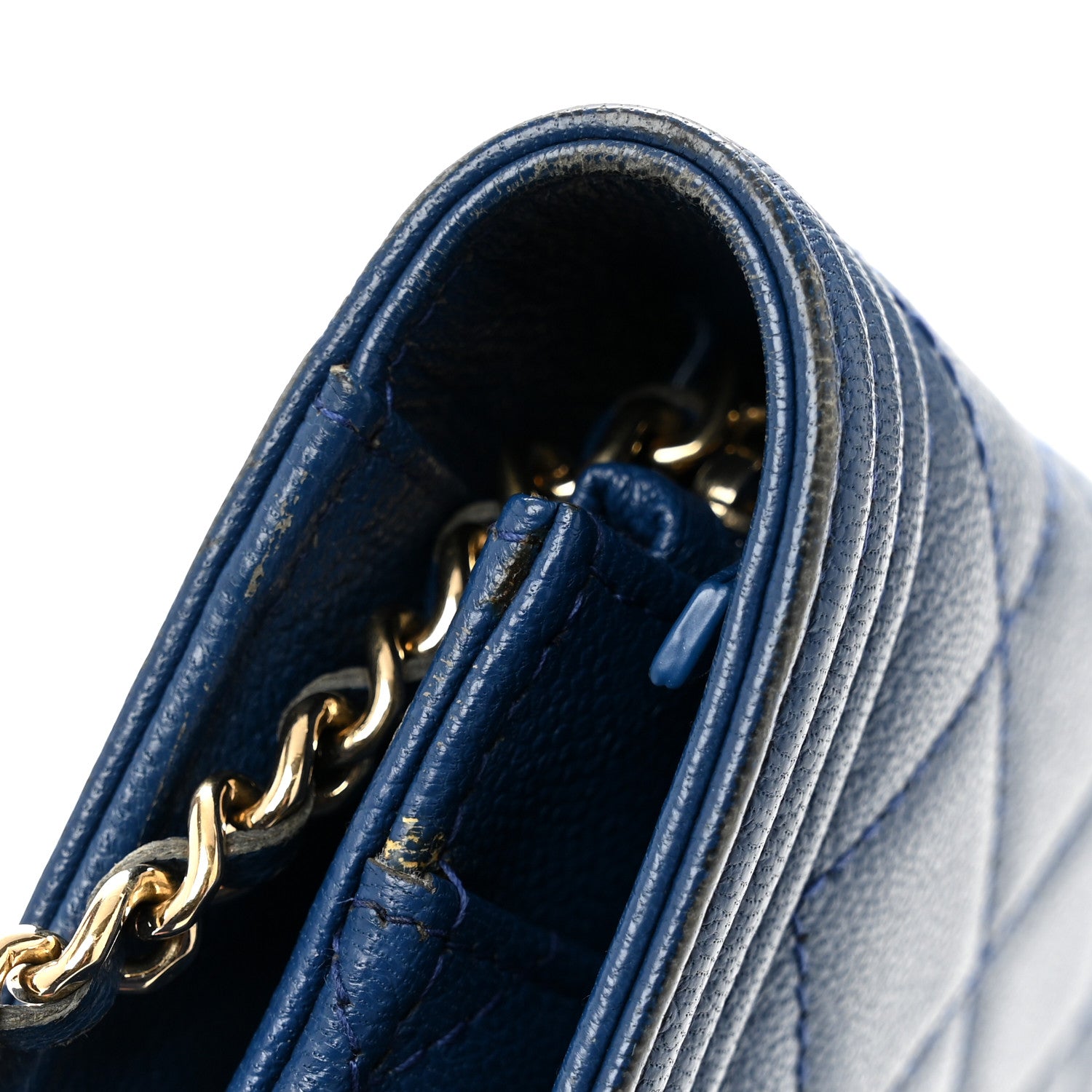 Chanel Caviar Quilted Boy Wallet On Chain WOC Dark Blue 13 of 15