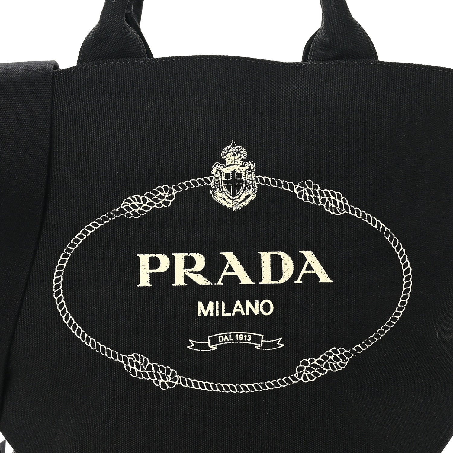 Prada Canapa Small Shopping Tote Black 8 of 10