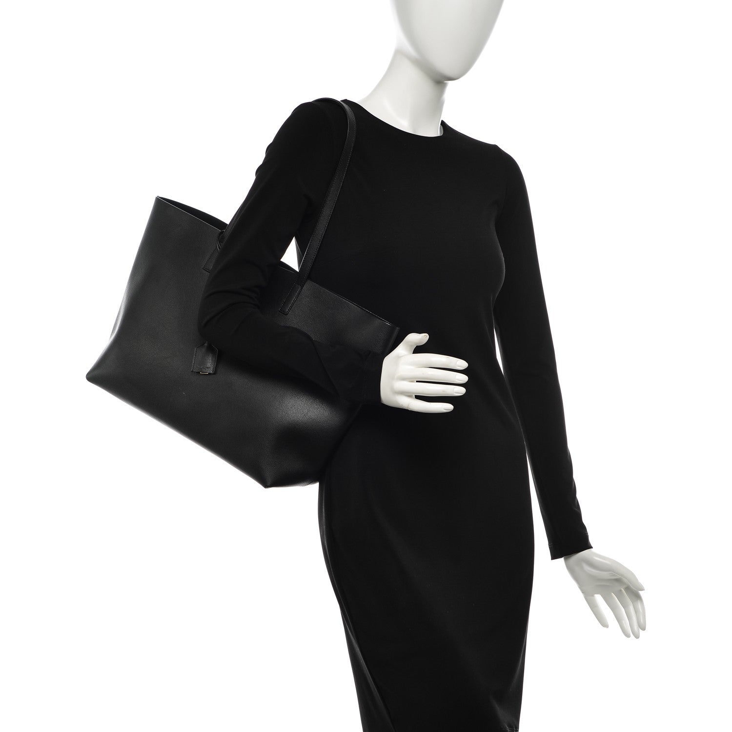Saint Laurent Calfskin Large Shopping Tote Black 2 of 8