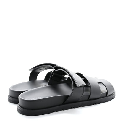 Hermes Calfskin Womens Chypre Sandals 39.5 Black 5 of 10