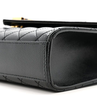 Saint Laurent Grain De Poudre Textured Mixed Matelasse Triquilt Medium Monogram Satchel Black 10 of 12