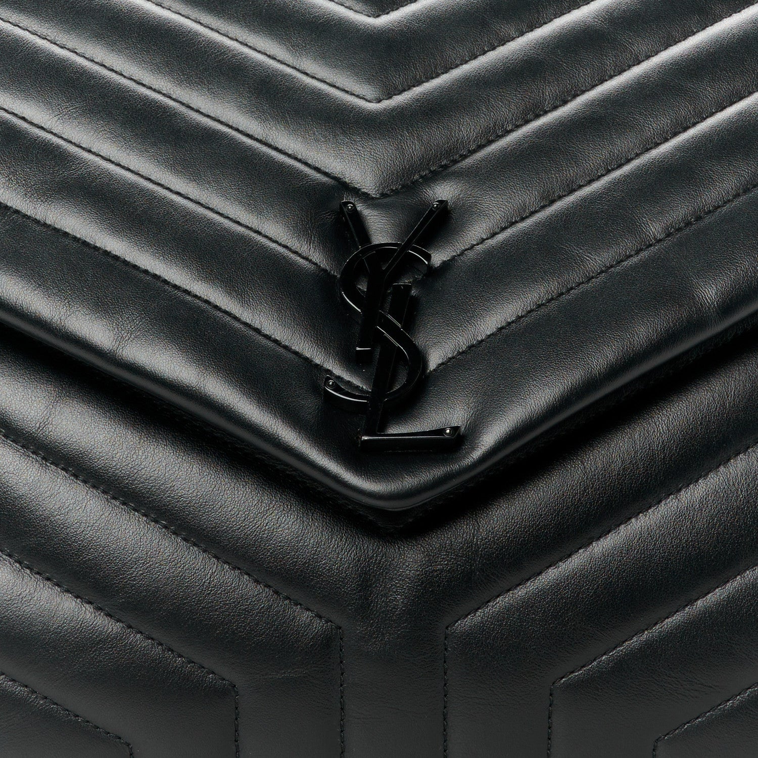Saint Laurent Calfskin Y Quilted Monogram Monochrome Large Loulou Chain Satchel Black 9 of 13