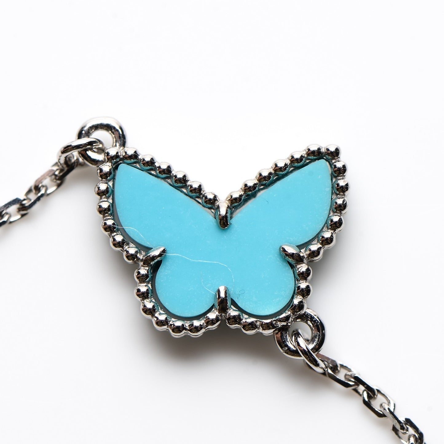 18K White Gold Turquoise Sweet Alhambra Butterfly Bracelet