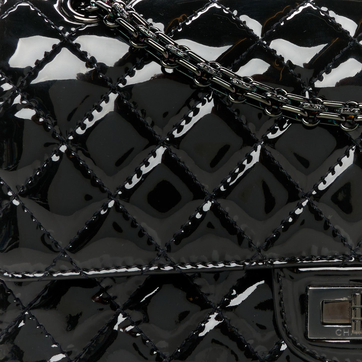 Patent Calfskin Quilted 2.55 Reissue 225 Flap So Black