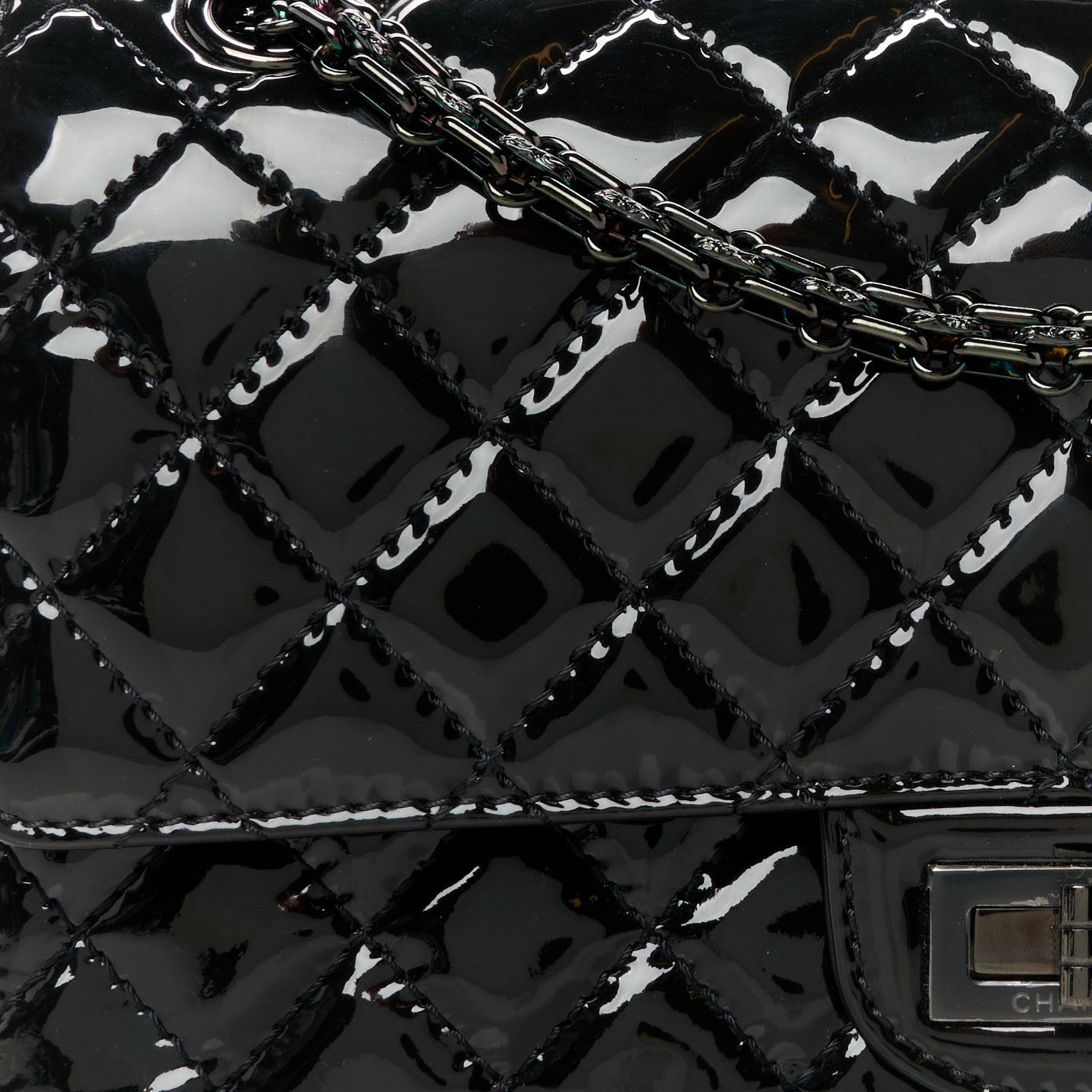 Chanel Patent Calfskin Quilted 2.55 Reissue 225 Flap So Black 9 of 11